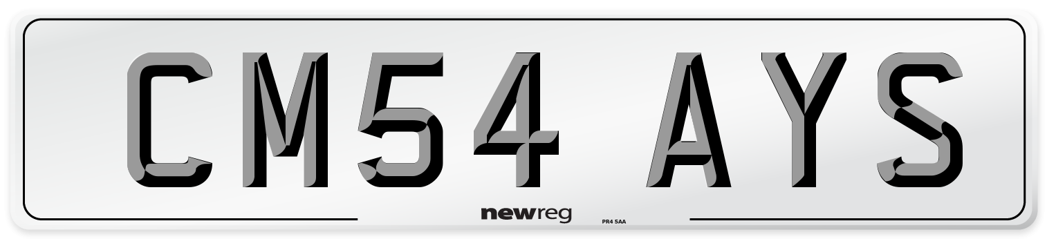 CM54 AYS Number Plate from New Reg